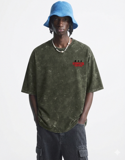 Stranger Things Acid Wash Oversized T-Shirt – Premium 240 GSM Streetwear Tee (Junex)