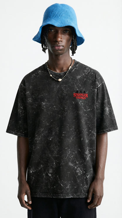 Stranger Things Acid Wash Oversized T-Shirt – Premium 240 GSM Streetwear Tee (Junex)
