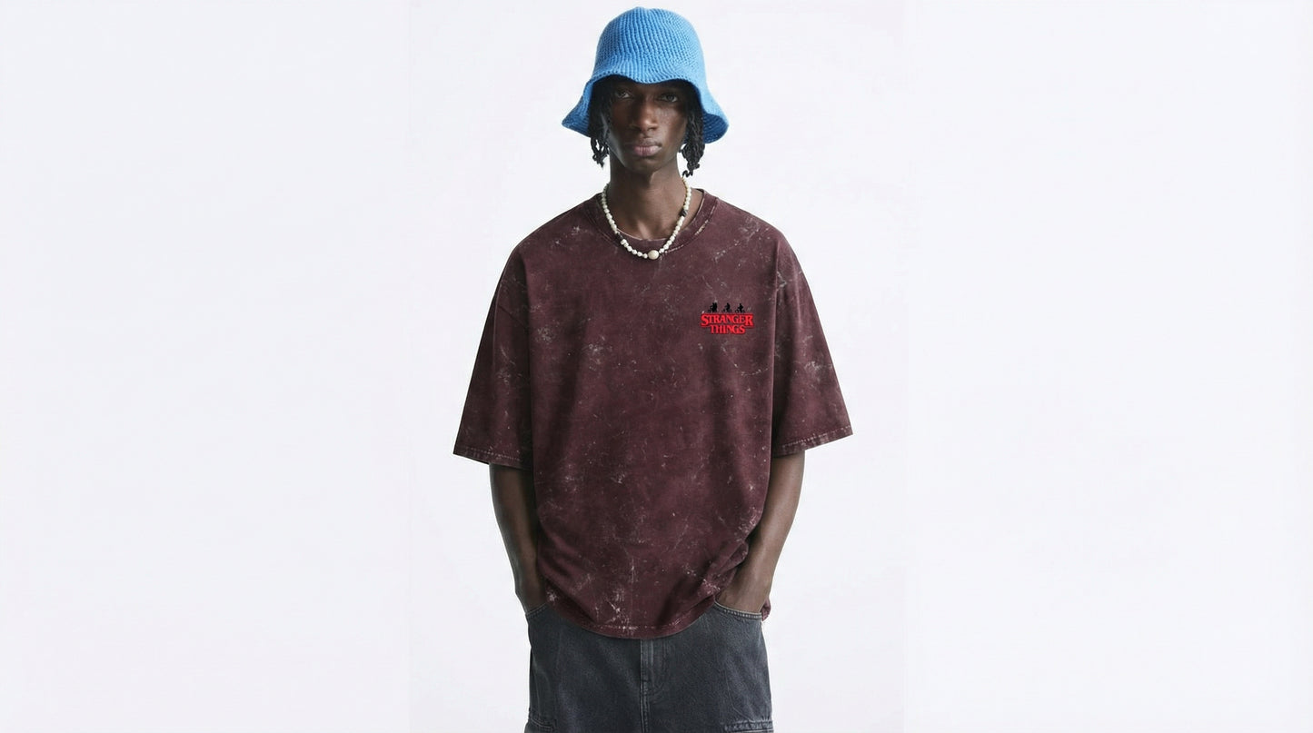 Stranger Things Acid Wash Oversized T-Shirt – Premium 240 GSM Streetwear Tee (Junex)