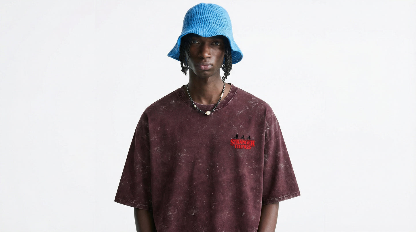 Stranger Things Acid Wash Oversized T-Shirt – Premium 240 GSM Streetwear Tee (Junex)