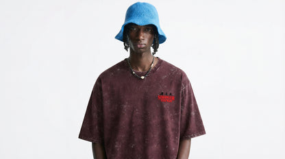 Stranger Things Acid Wash Oversized T-Shirt – Premium 240 GSM Streetwear Tee (Junex)