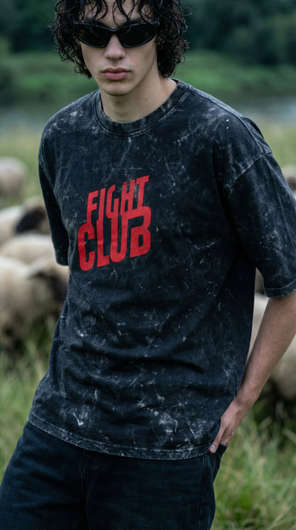 Fight Club Acid Wash Oversized Tee | JUNEX
