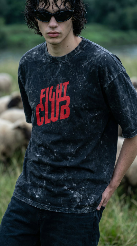 Fight Club Acid Wash Oversized Tee | JUNEX