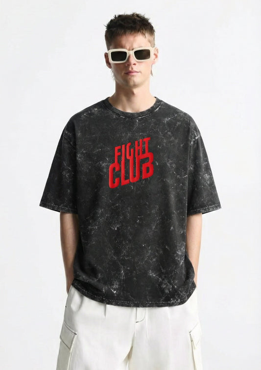 Fight Club Acid Washed Oversized T-Shirt – 240 GSM Heavyweight Cotton Streetwear Tee for Men & Women